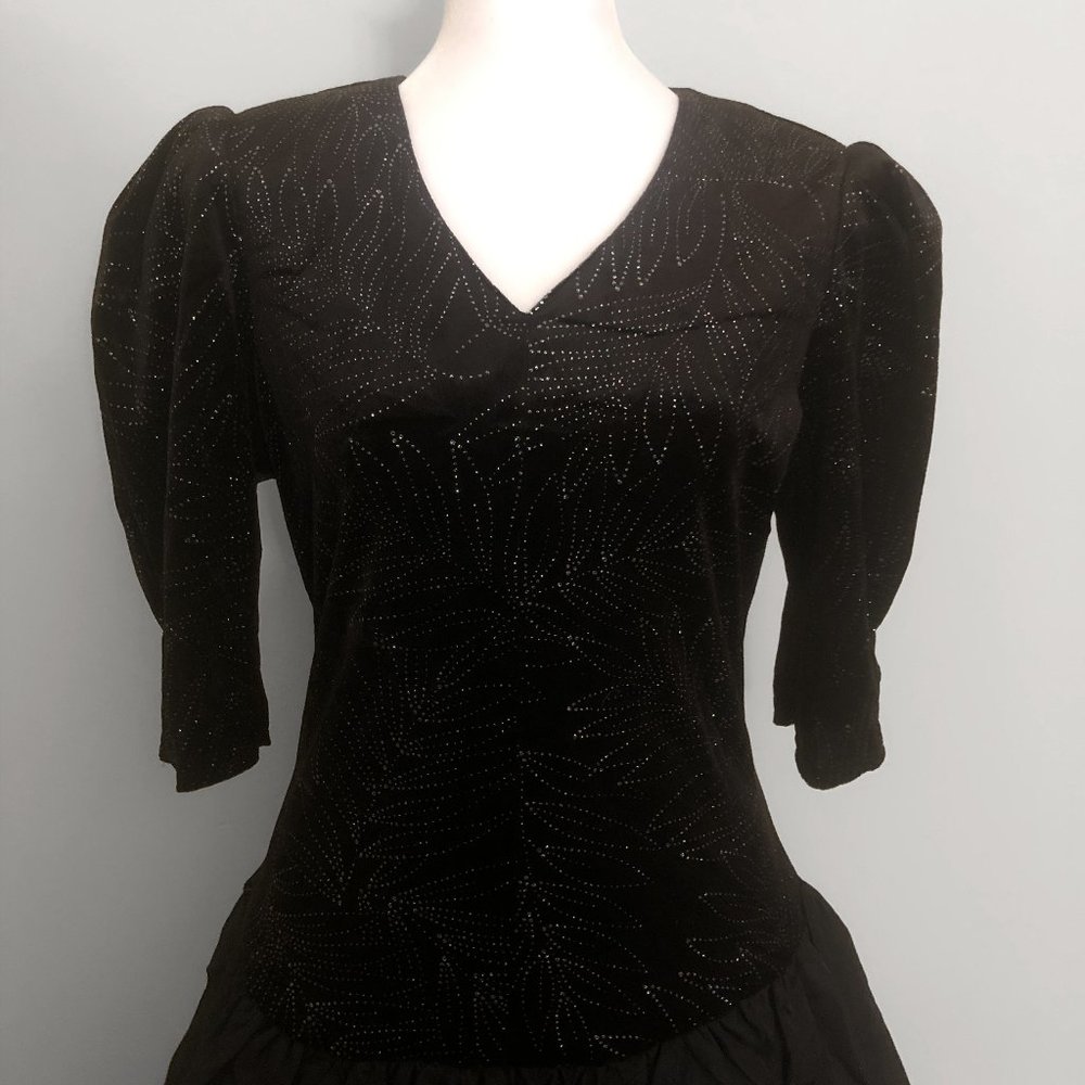 Vintage 1980s Black Glitter Dress
